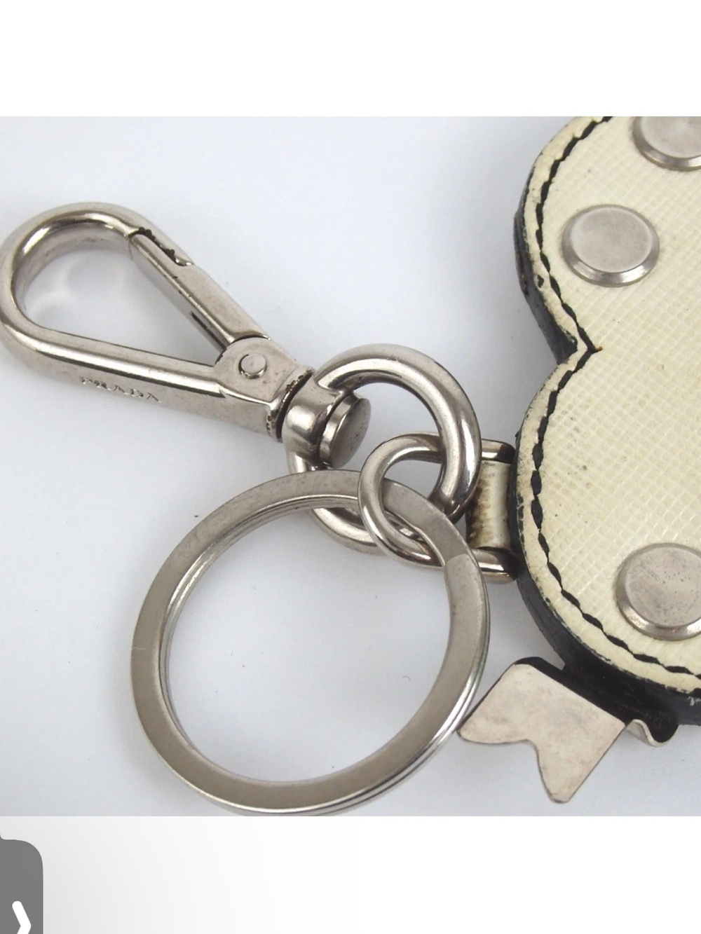 Prada Cream Heart Saffiano CHARM with Silver Hardware - Picture 5 of 5
